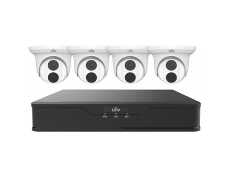 Uniview 4 Channel Surveillance Kit with (4) Domes, 1TB HDD and (4) Cables