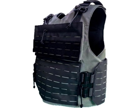 TACTICAL MOLE Grey/Black vest with stab proof panels protection level I including SCOPE PVC logo (SIZE 3XL)