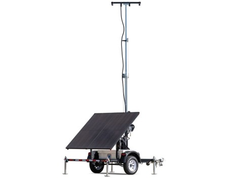 Small compact trailer and 730-watt solar array (Two-365W flat)