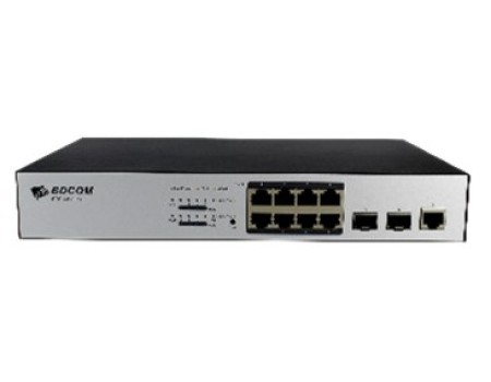 BDCOM 8-Port Gigabit PoE+ 2-Port Gigabit SFP L3-lite Managed PoE Switch( AC-220V power supply,  130W PoE budget,  with cooling fan,  1U,  desktop/rack-mounted installation)