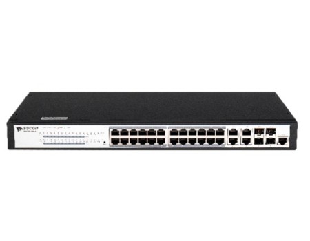 BDCOM 24-Port Gigabit PoE+ 4-Port Gigabit RJ45/SFP Combo L3-lite Managed Switch ( single AC-220V power supply,  370W PoE budget,  with cooling fan,  1U,  standard 19-inch rack-mounted installation)