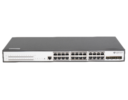 BDCOM 24-Port Gigabit PoE+ 4-Port 10G SFP+ L3-lite Stackable Managed Switch (single AC-220V power supply,  370W PoE budget; with cooling fan; 1U; standard 19-inch rack-mounted installation)
