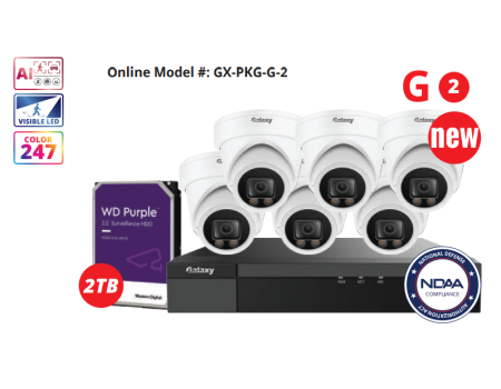 8CH NDAA Galaxy Color-V Full Color 5MP AI IP Turret Kit
