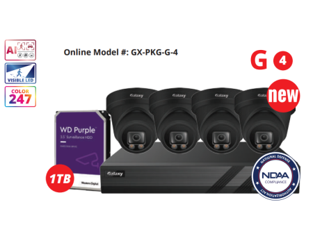 4CH NDAA Galaxy Color-V Full Color 5MP AI IP Turret Kit