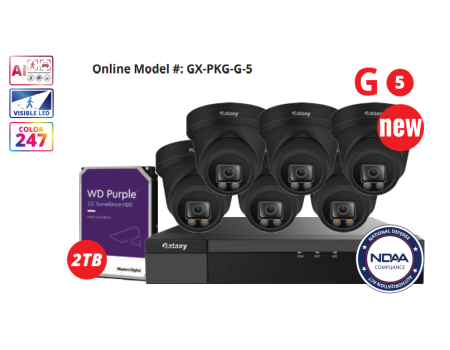 8CH NDAA Galaxy Color-V Full Color 5MP AI IP Turret Kit
