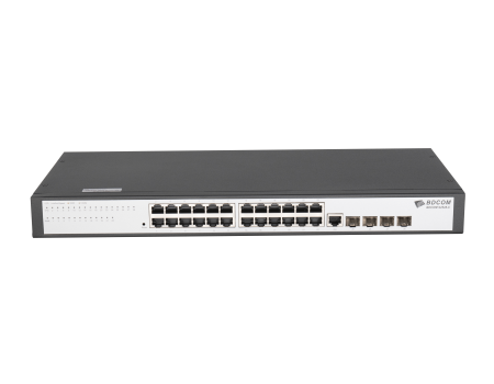 BDCOM 24-Port Gigabit RJ45 + 4-Port Gigabit SFP L3-lite Managed Switch (single AC-220V power supply; fanless,  1U,  standard 19-inch rack-mounted installation)