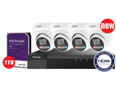 NDAA 4CH Galaxy Color-V 6MP Active Deterrence AI Full Color PoE IP Kit