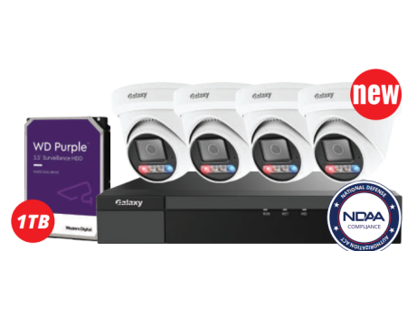 NDAA 4CH Galaxy Color-V 4K Active Deterrence AI Full Color PoE IP Kit