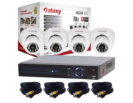 2mp Dome 4 Cameras + Dvr Galaxy Kit