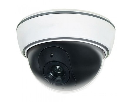 Dummy Indoor/Outdoor Security Dome Camera with Red Flashing LED Light