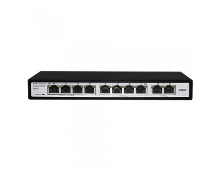 Commutateur PoE 8 ports 10/100 Mbps IEEE 802.3af / 802.3at, extra 2 uplink